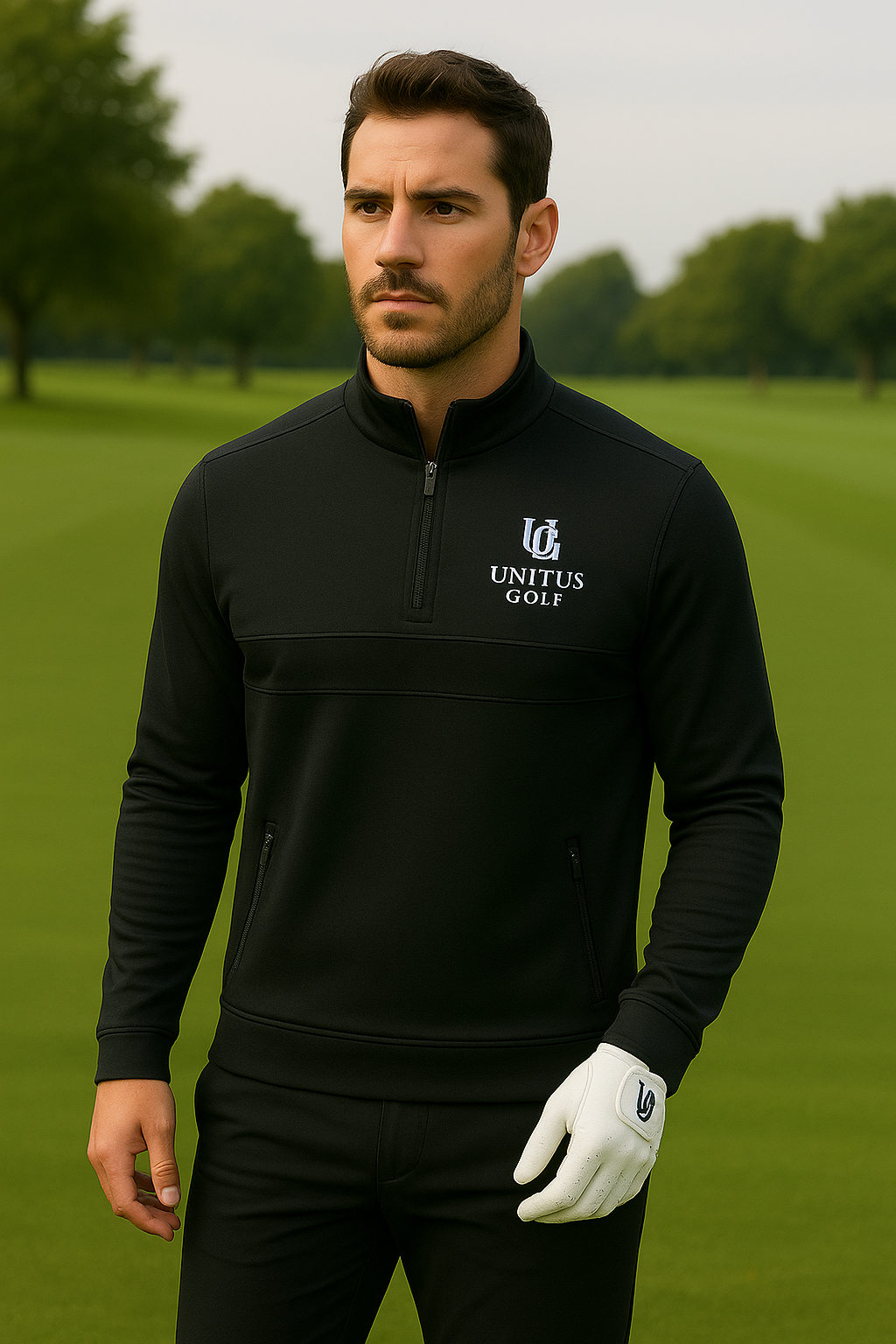 3/4 Zip Pullover – Black