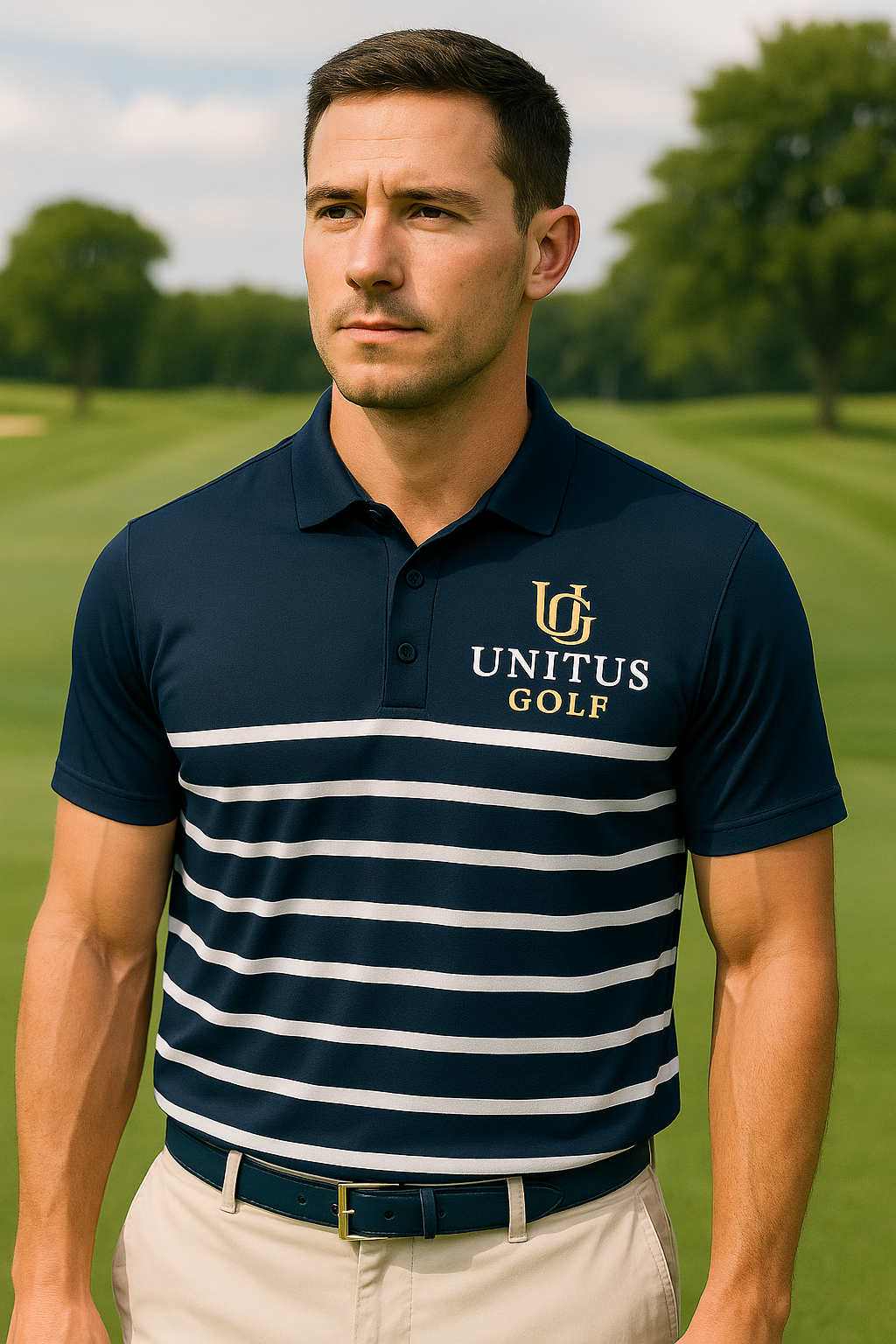 UNITUS GOLF Core Polo – Navy Stripe